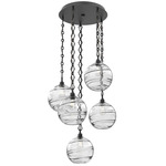 Terra Diamond Chain Multi Light Pendant - Matte Black / Optic Clear