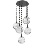 Terra Rectangular Chain Multi Light Pendant - Matte Black / Optic Clear