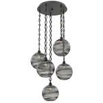 Terra Diamond Chain Multi Light Pendant - Matte Black / Optic Smoke
