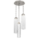 Ledgestone Diamond Chain Multi Light Pendant - Beige Silver / Clear