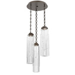 Ledgestone Diamond Chain Multi Light Pendant - Flat Bronze / Clear