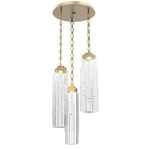 Ledgestone Diamond Chain Multi Light Pendant - Gilded Brass / Clear