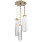 Ledgestone Oval Chain Multi Light Pendant - Gilded Brass / Clear