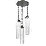 Ledgestone Diamond Chain Multi Light Pendant - Matte Black / Clear