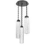 Ledgestone Oval Chain Multi Light Pendant - Matte Black / Clear
