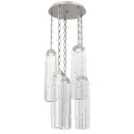 Ledgestone Diamond Chain Multi Light Pendant - Beige Silver / Clear