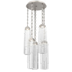 Ledgestone Oval Chain Multi Light Pendant - Beige Silver / Clear