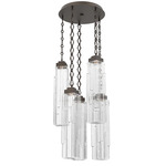 Ledgestone Diamond Chain Multi Light Pendant - Flat Bronze / Clear