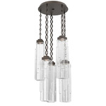 Ledgestone Oval Chain Multi Light Pendant - Flat Bronze / Clear