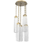 Ledgestone Diamond Chain Multi Light Pendant - Gilded Brass / Clear