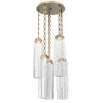 Ledgestone Oval Chain Multi Light Pendant - Gilded Brass / Clear