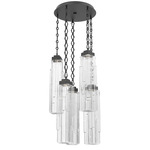 Ledgestone Diamond Chain Multi Light Pendant - Matte Black / Clear