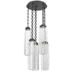 Ledgestone Oval Chain Multi Light Pendant - Matte Black / Clear