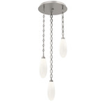 Fiori Oval Chain Multi Light Pendant - Beige Silver / White