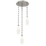 Fiori Rectangular Chain Multi Light Pendant - Beige Silver / White