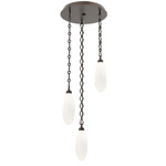 Fiori Diamond Chain Multi Light Pendant - Flat Bronze / White