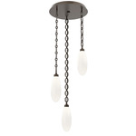 Fiori Oval Chain Multi Light Pendant - Flat Bronze / White