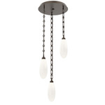 Fiori Rectangular Chain Multi Light Pendant - Flat Bronze / White