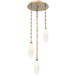 Fiori Diamond Chain Multi Light Pendant - Gilded Brass / White