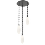 Fiori Diamond Chain Multi Light Pendant - Matte Black / White