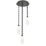 Fiori Oval Chain Multi Light Pendant - Matte Black / White