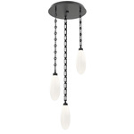 Fiori Rectangular Chain Multi Light Pendant - Matte Black / White