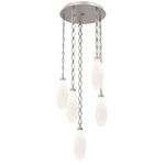 Fiori Diamond Chain Multi Light Pendant - Beige Silver / White