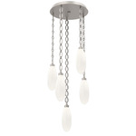 Fiori Oval Chain Multi Light Pendant - Beige Silver / White