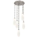 Fiori Rectangular Chain Multi Light Pendant - Beige Silver / White