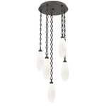 Fiori Diamond Chain Multi Light Pendant - Flat Bronze / White