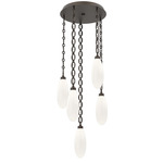 Fiori Oval Chain Multi Light Pendant - Flat Bronze / White