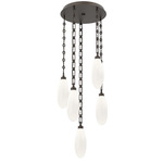 Fiori Rectangular Chain Multi Light Pendant - Flat Bronze / White