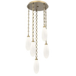 Fiori Diamond Chain Multi Light Pendant - Gilded Brass / White