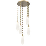 Fiori Oval Chain Multi Light Pendant - Gilded Brass / White