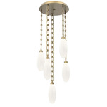 Fiori Rectangular Chain Multi Light Pendant - Gilded Brass / White