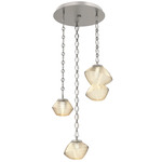 Mesa Round Diamond Chain Multi Light Pendant - Beige Silver / Mesa Amber