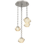Mesa Round Oval Chain Multi Light Pendant - Beige Silver / Mesa Amber