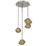 Mesa Round Diamond Chain Multi Light Pendant - Beige Silver / Mesa Bronze