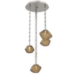 Mesa Round Oval Chain Multi Light Pendant - Beige Silver / Mesa Bronze