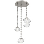 Mesa Round Diamond Chain Multi Light Pendant - Beige Silver / Mesa Clear
