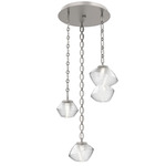 Mesa Round Oval Chain Multi Light Pendant - Beige Silver / Mesa Clear