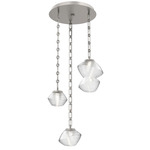 Mesa Round Rectangular Chain Multi Light Pendant - Beige Silver / Mesa Clear