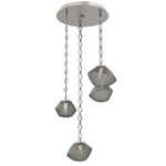 Mesa Round Diamond Chain Multi Light Pendant - Beige Silver / Mesa Smoke