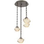Mesa Round Diamond Chain Multi Light Pendant - Flat Bronze / Mesa Amber
