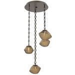 Mesa Round Diamond Chain Multi Light Pendant - Flat Bronze / Mesa Bronze