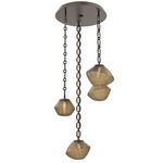 Mesa Round Oval Chain Multi Light Pendant - Flat Bronze / Mesa Bronze