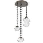Mesa Round Oval Chain Multi Light Pendant - Flat Bronze / Mesa Clear