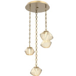 Mesa Round Diamond Chain Multi Light Pendant - Gilded Brass / Mesa Amber