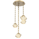 Mesa Round Rectangular Chain Multi Light Pendant - Gilded Brass / Mesa Amber