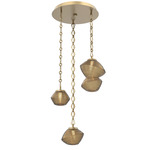 Mesa Round Diamond Chain Multi Light Pendant - Gilded Brass / Mesa Bronze